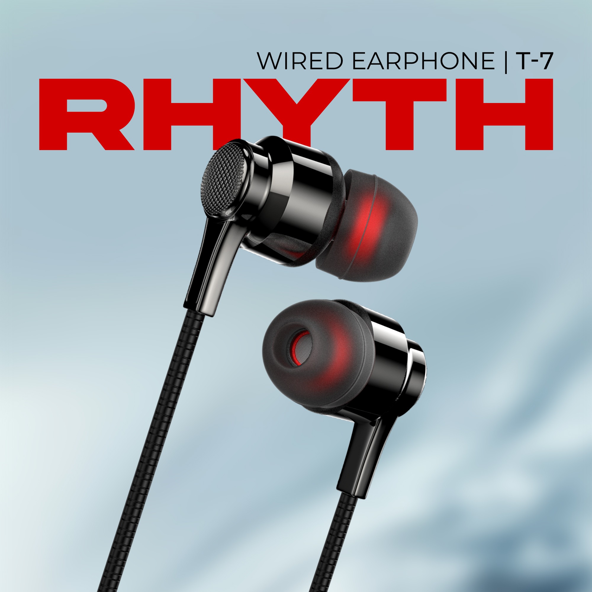 RD T-7 Wired in Ear Headphones HD Sound Quality | Tangle Free One Meter Long Wired Headphone with in-Line Mic for Calling with Clear and Balanced Bass